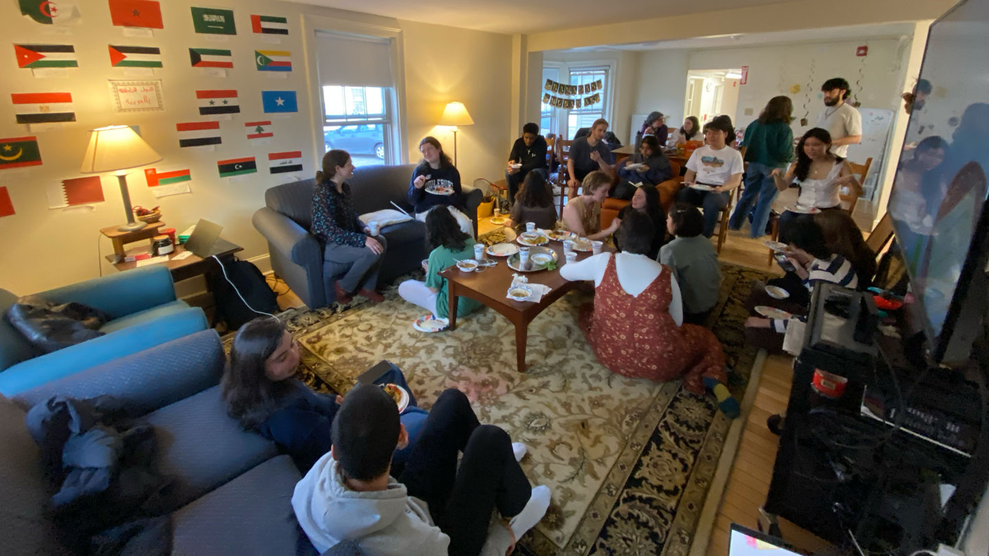 Students enjoying the Arab Jewish Seder.