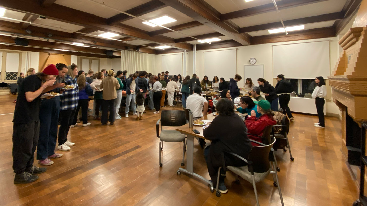 At the Community Dinner.