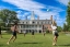 Students play volleyball on the Bennington College campus.