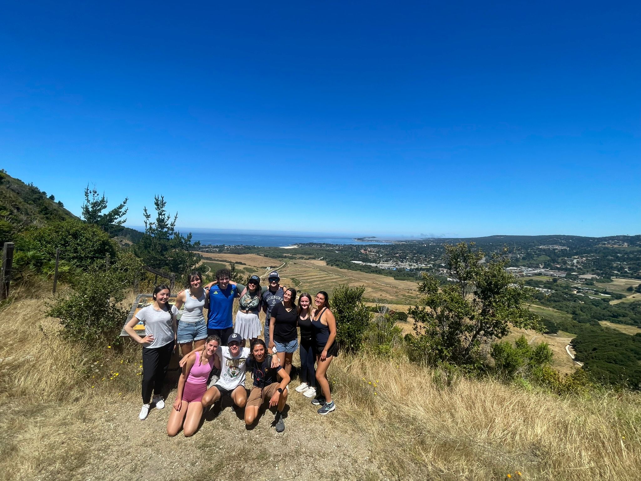 Students posing while on a hike