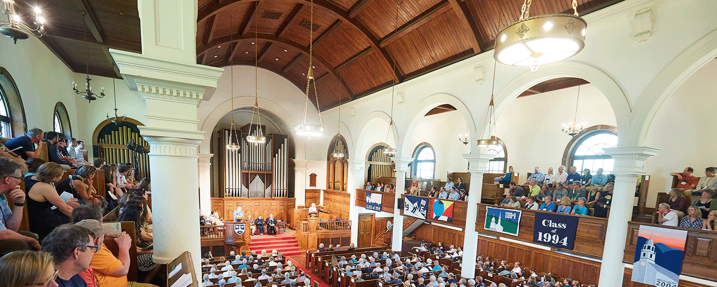 The College Chapel is full to the rafters for Convocation at Reunion 2019.