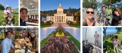7 photos of summer internships in vermont, ranging from scenes in a garden, a student sitting in the Vermont State House during session, students sharing a meal, etc.