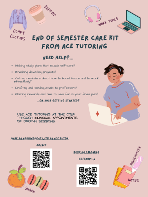 End of semester care kit list with images of needed items