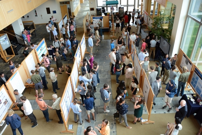 Students, faculty, and staff filled Tormondsen Great Hall for the 2017 Summer Research Symposium, which featured 40 posters by undergraduate research teams.