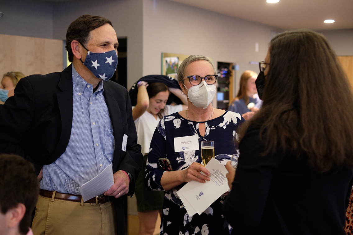 Tim Durkin chats with staff members at the Public Service Leadership Awards on May 4.