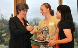 &lt;p&gt;Ellen McKay (l.) presents awards to Katie Pett '13 and Edna Tang '12.&lt;/p&gt;