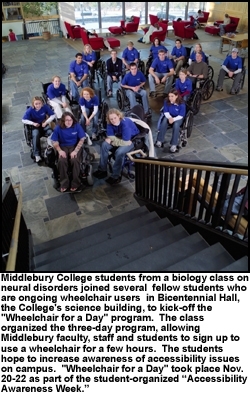 Biology students raise awareness of accessibility with &quot;Wheelchair for a Day&quot; event