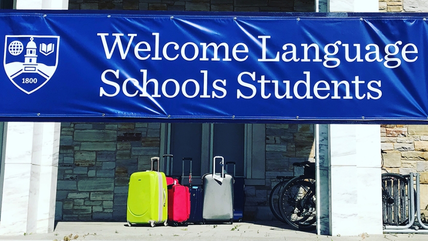 Banner reading Welcome Language School Students