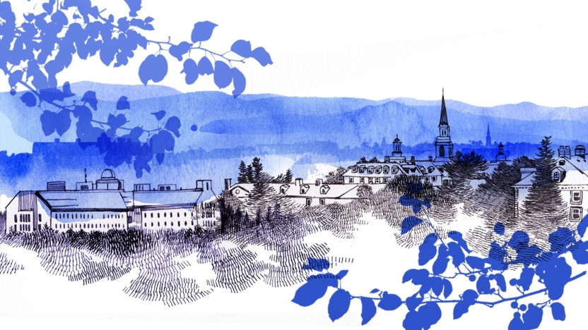 Illustration of the Middlebury campus skyline.