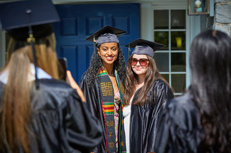 Students pose for a photo before Commencement.