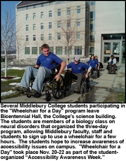 Biology students raise awareness of accessibility with &quot;Wheelchair for a Day&quot; event