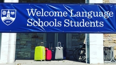 Banner reading Welcome Language School Students