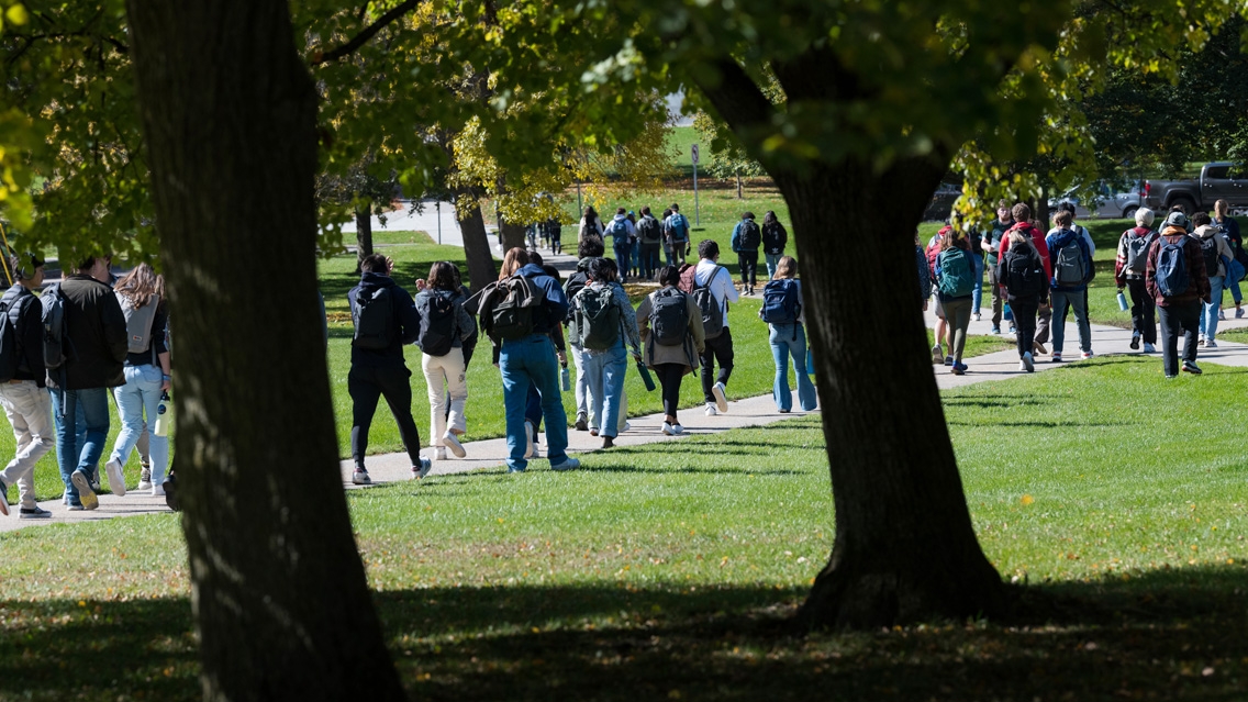 Students walking from class