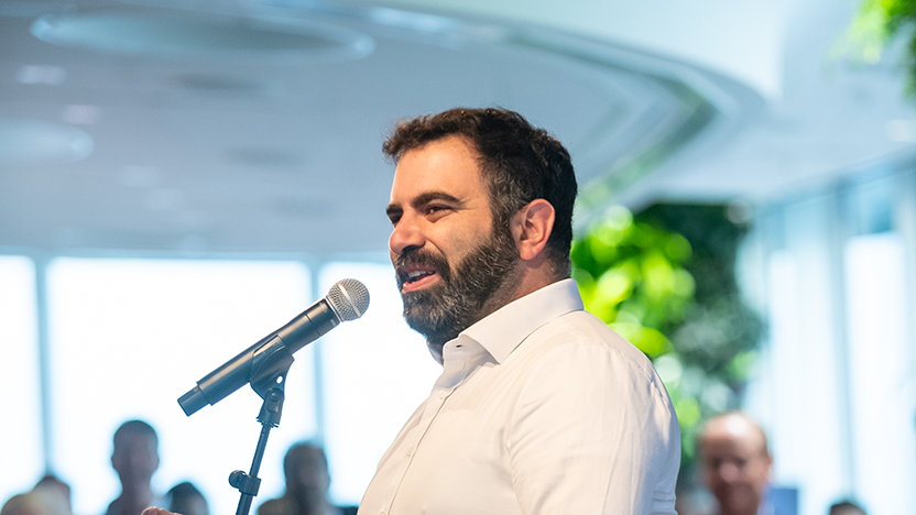 Ben Wessel telling his story at the San Francisco launch of the Campaign