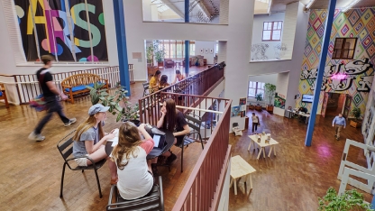 Students inside the Mahaney Arts Center (MAC)