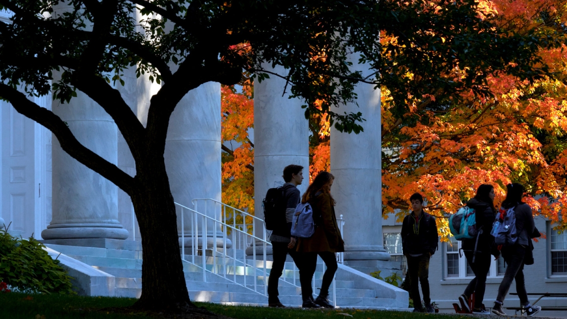 Students walking on campus