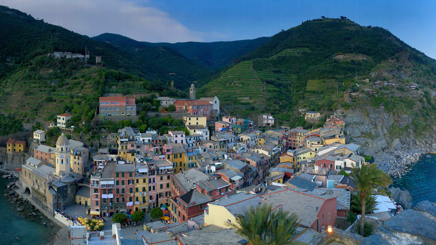 Aerial view of Cinque Terre, Italy