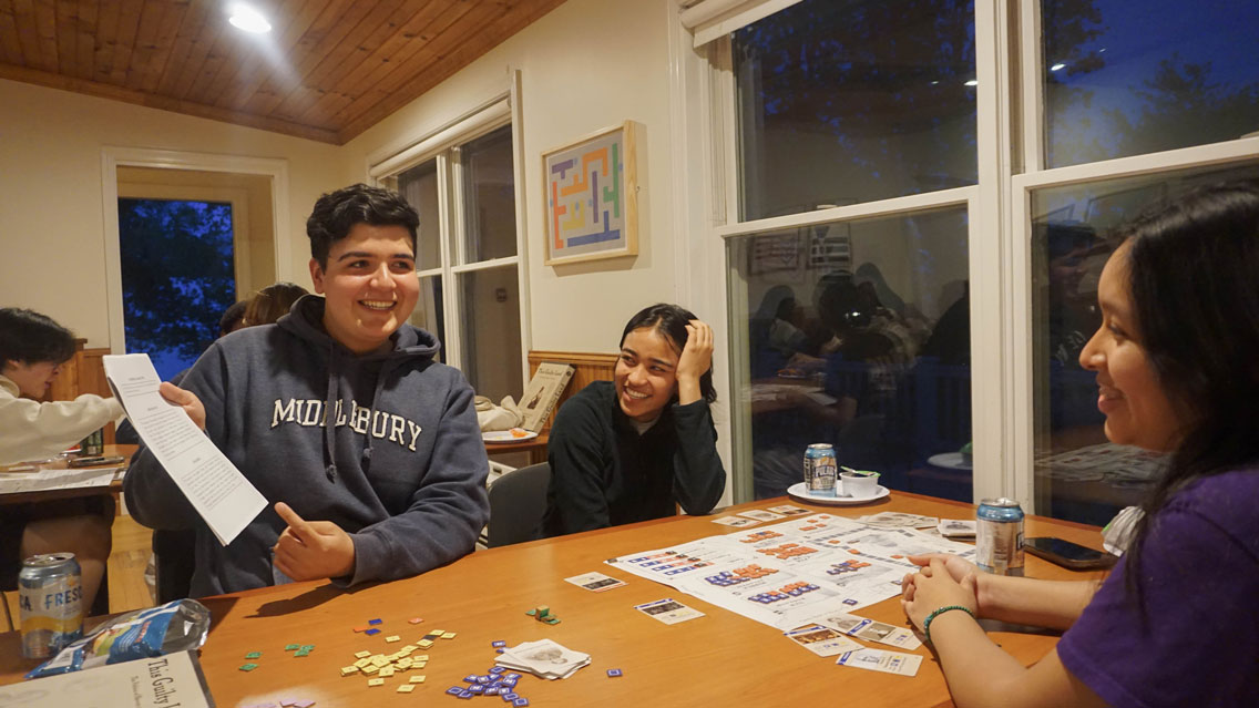 Students enjoying playing board games at the BLST Game Night.