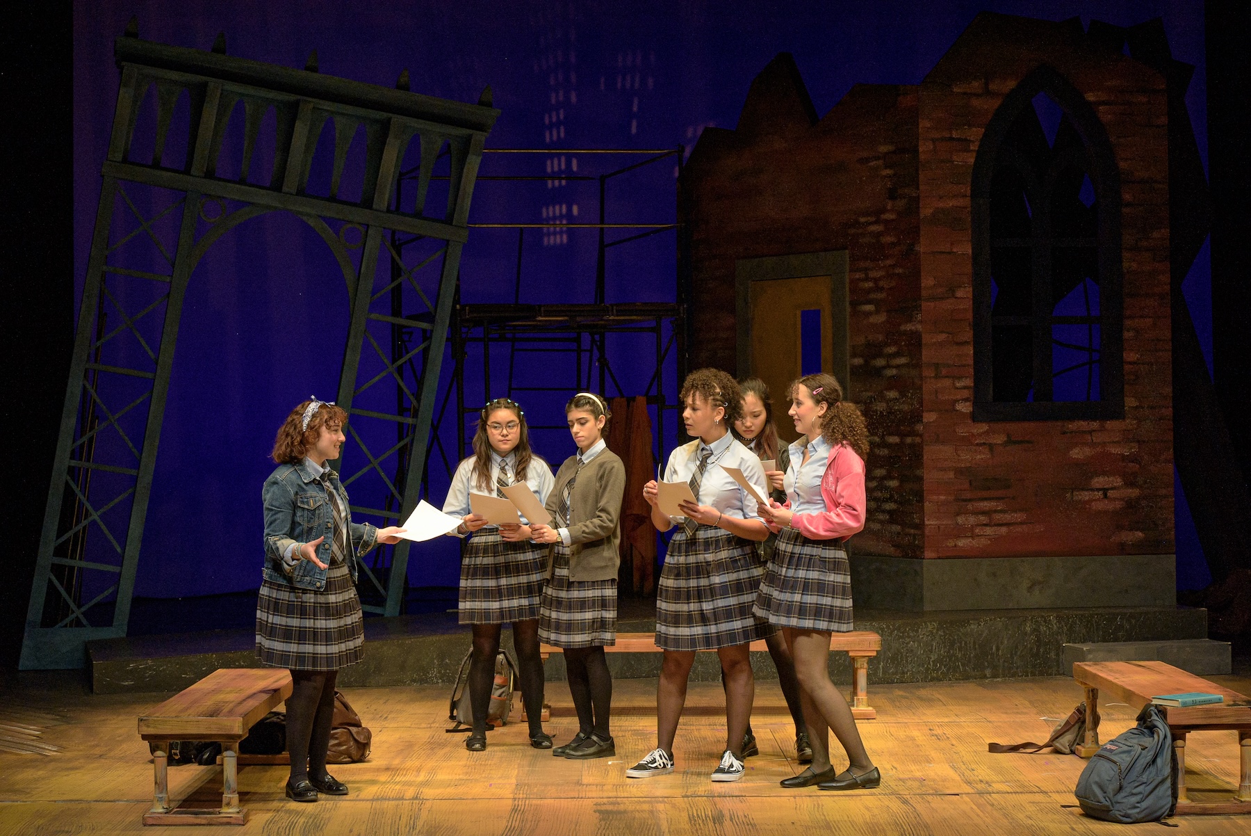 Actors having a play rehearsal