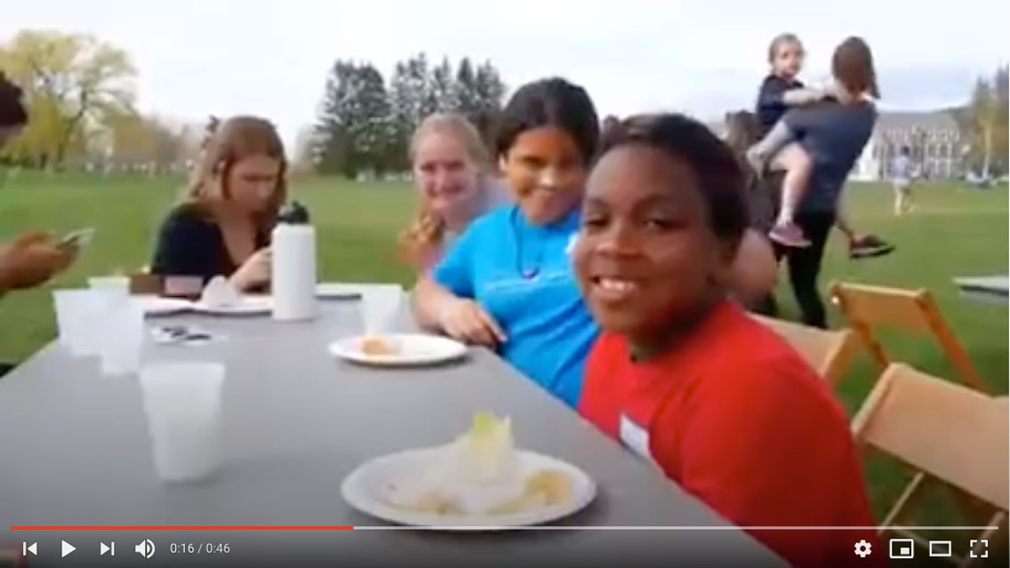 Community Friends student organization gathers children for activities on campus.