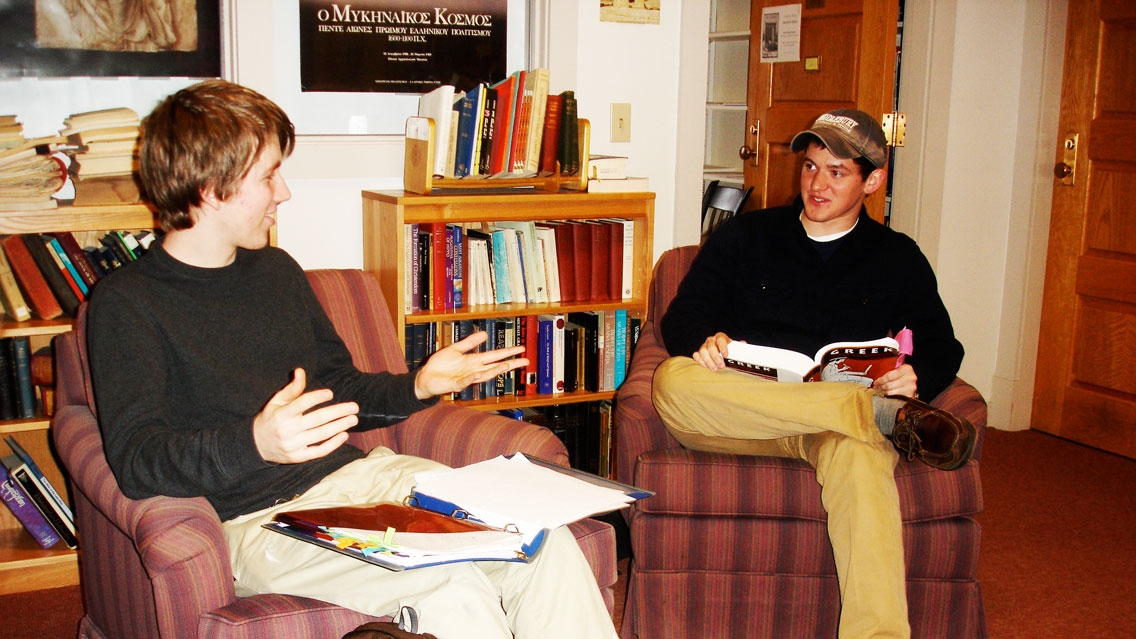 Students in the Twilight Hall reading room.