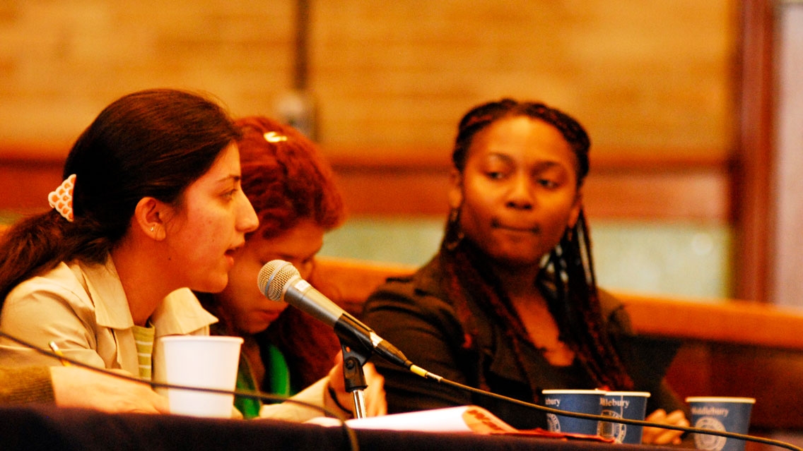 Middlebury students from around the world who grew up in war zones discuss the impact of conflict on everyday life. Part of the "Sex & War" Symposium.