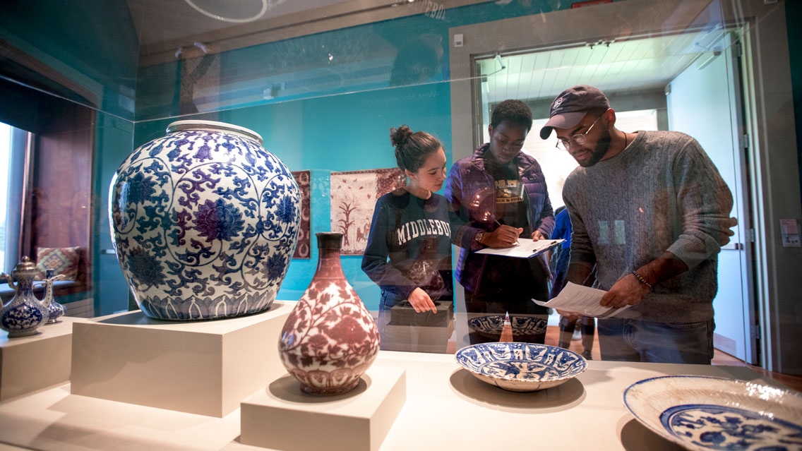 Students in the Middlebury College Museum of Art.