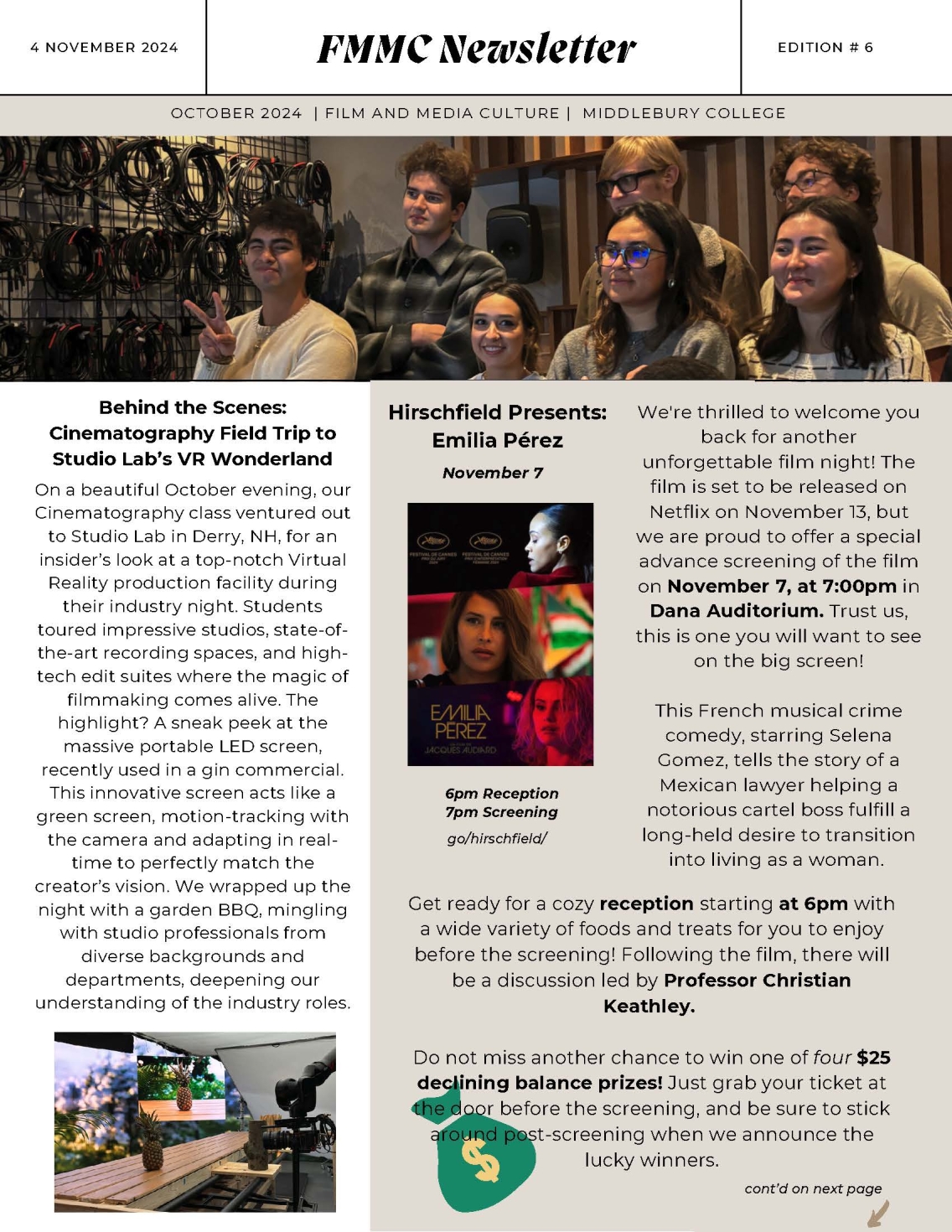 Cover page of the October 2024 newsletter for Film and Media Culture