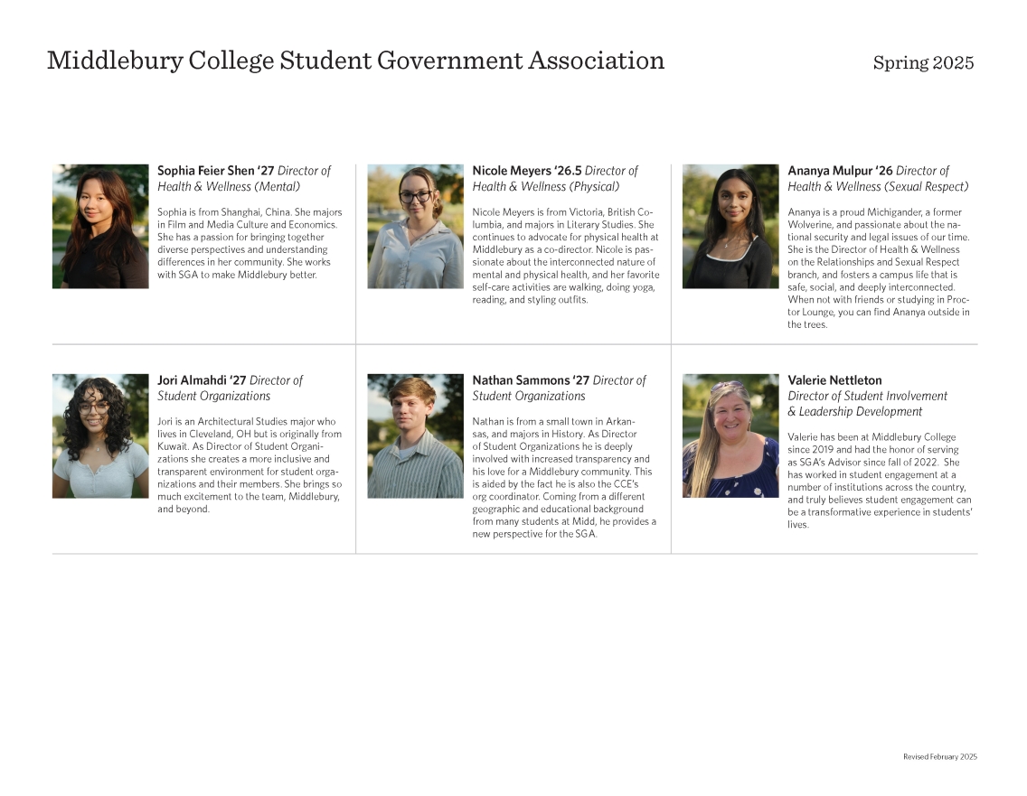 for a page reader friendly version of our Meet the Team document please email SGA