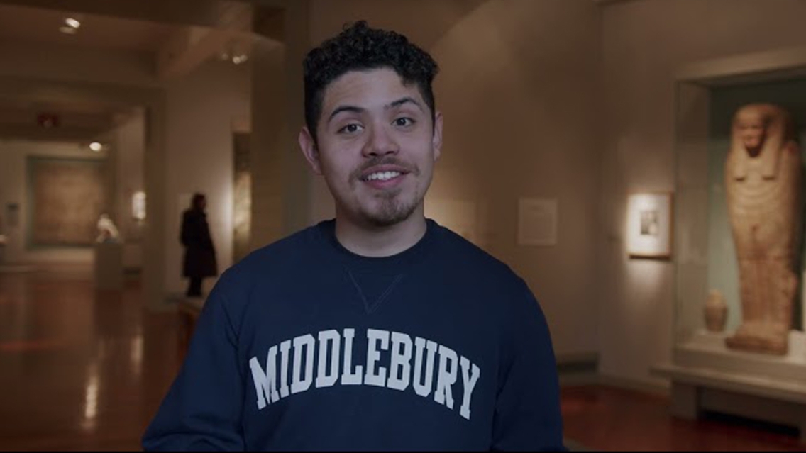 Image of a student for the video thumbnail for a video of a campus tour.