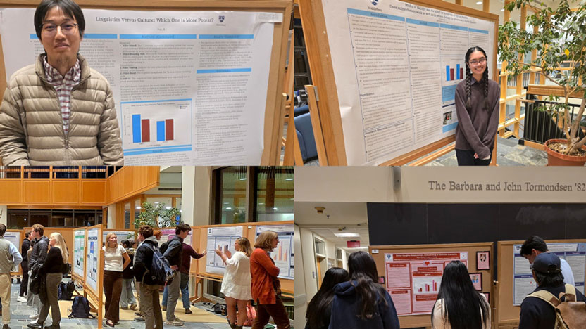 A collage of photos from the fall research poster event.