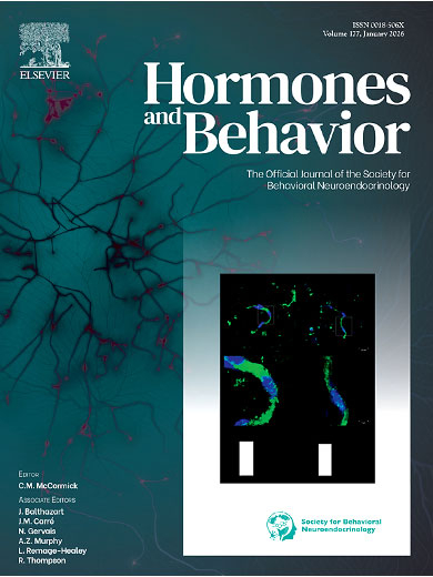 Cover of Hormones and Behavior journal