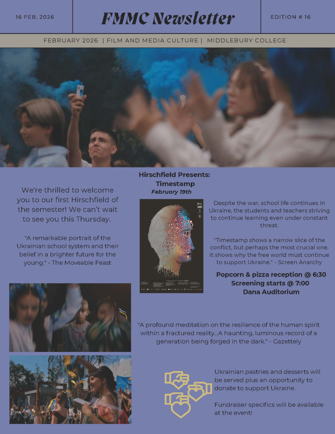 February 2026 newsletter of the Film and Media Culture Department