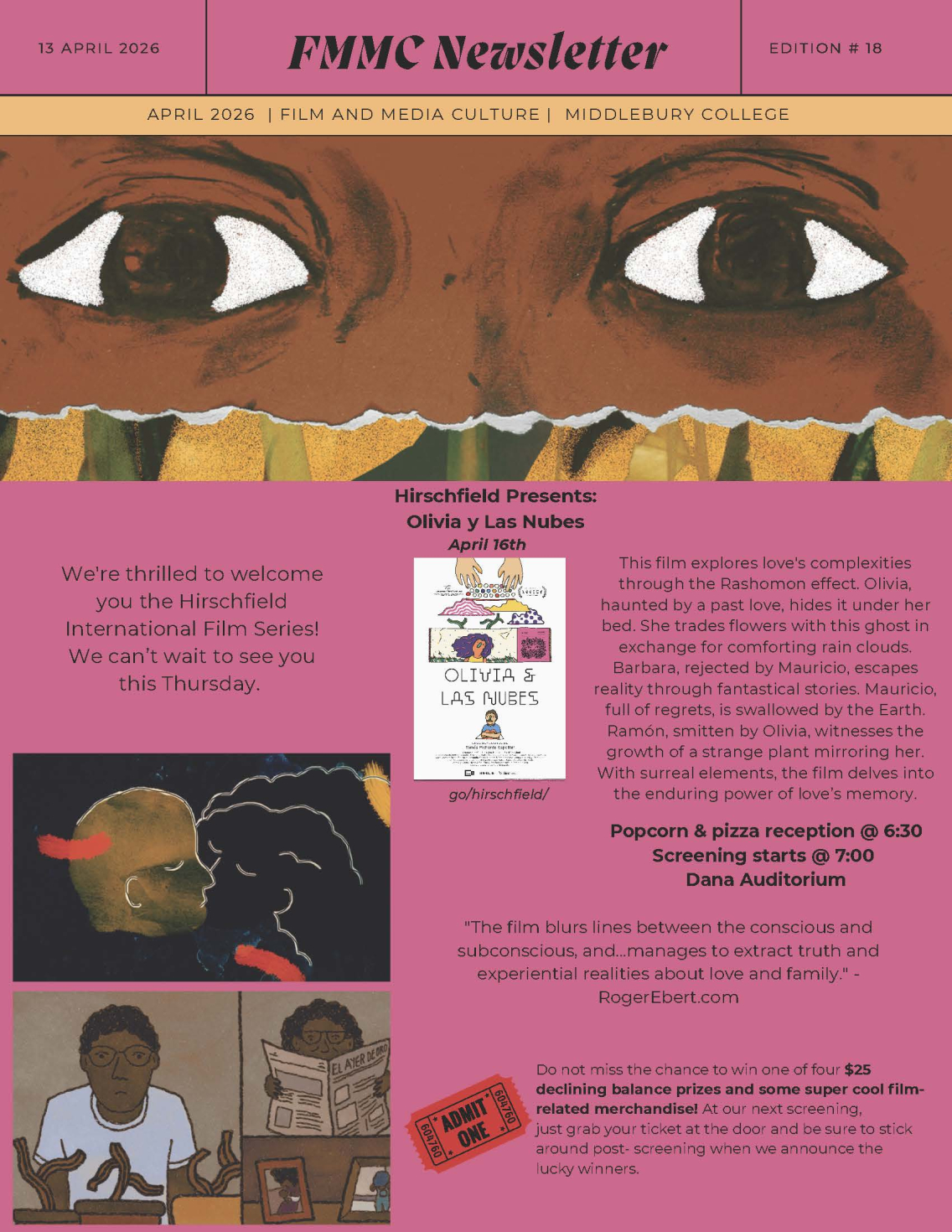 April 2026 newsletter of the Film and Media Culture Department