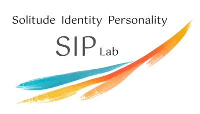 Solitude, Identity, and Personality Lab logo with words and three paintbrush strokes of color.