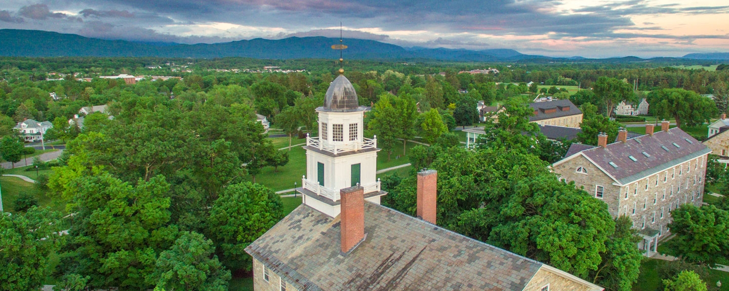 View of the main campus overlooking the Green Mountains.