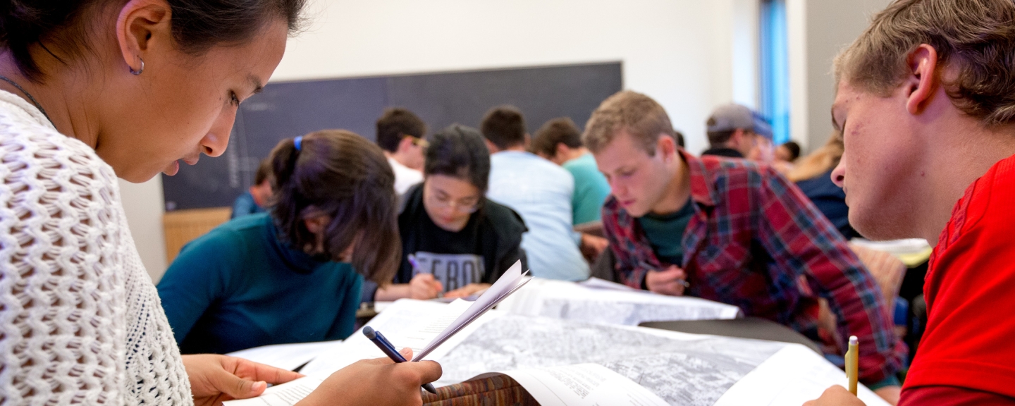 Students collaborating in Geography class.