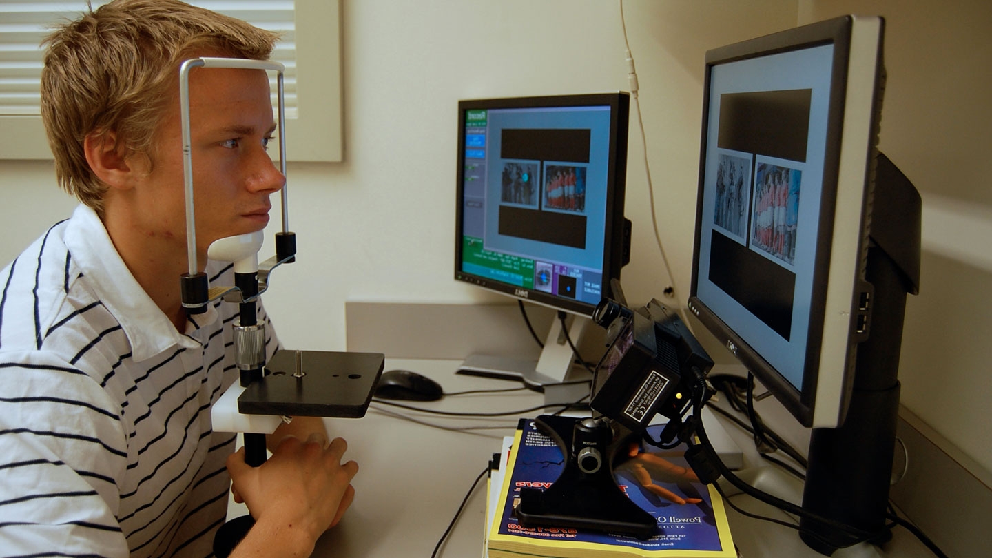 A student at work in a psychology lab.