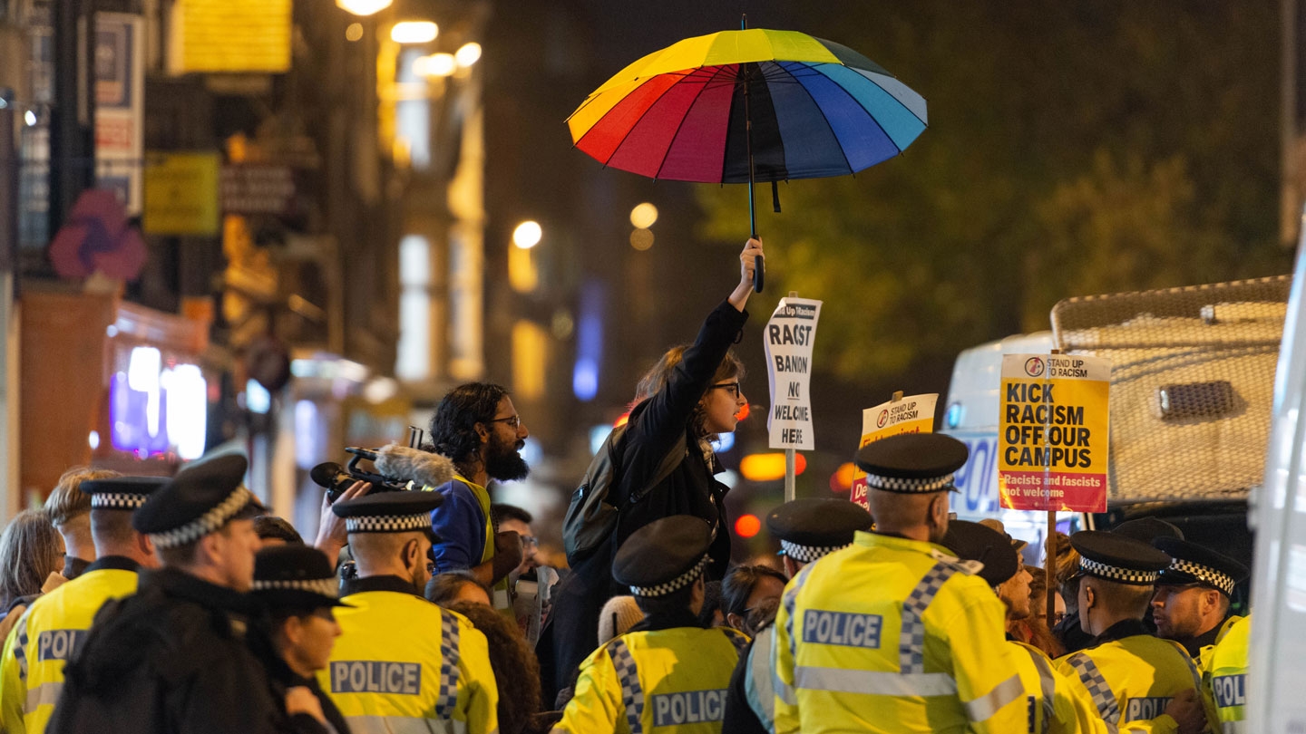 Students at a rally in the UK.