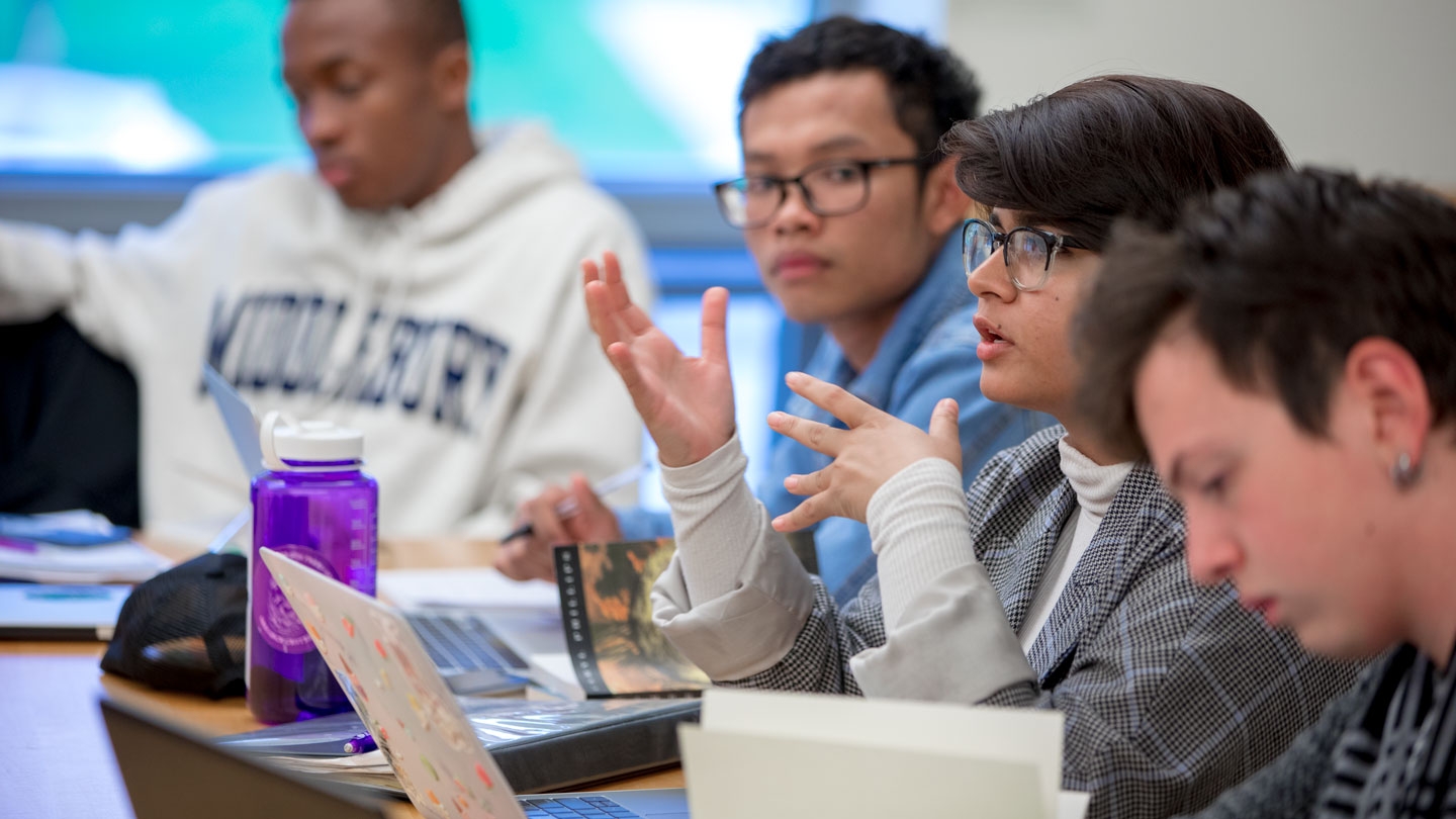 Students in a first year seminar discussion.