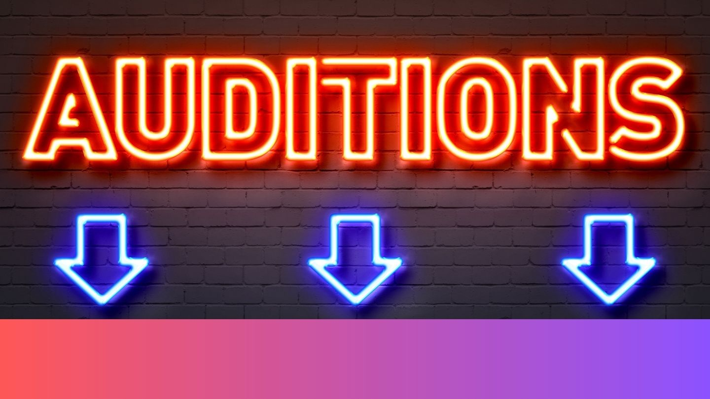 Neon lit Auditions Sign