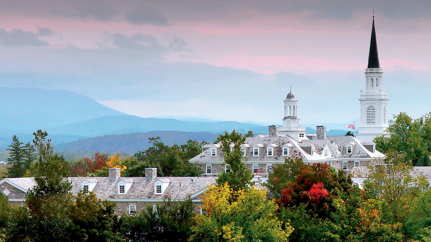 Aerial view of Middlebury Campus