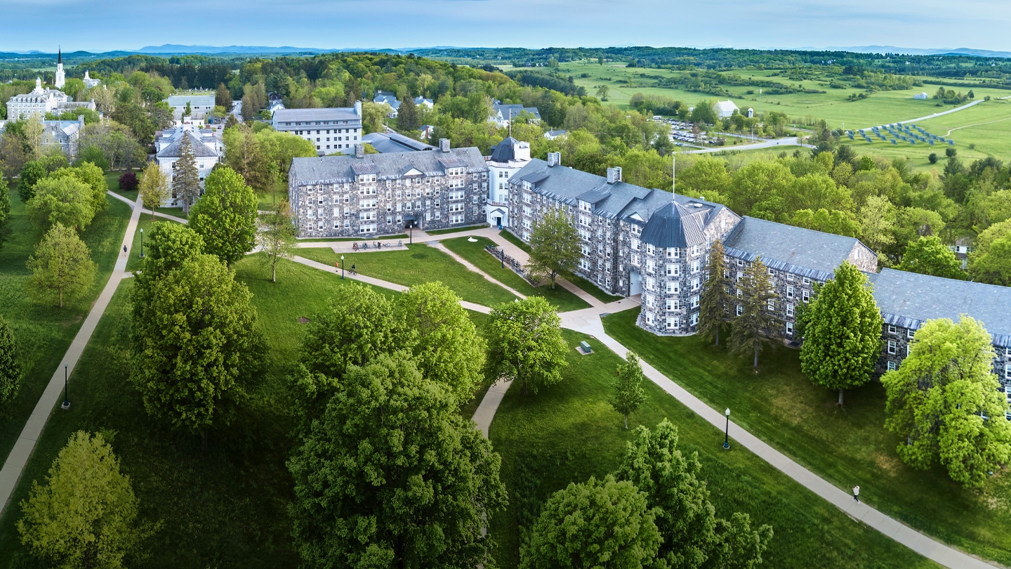 Aerial view of Middlebury Campus
