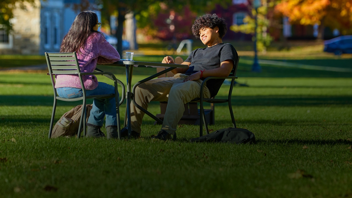 Students sitting outside