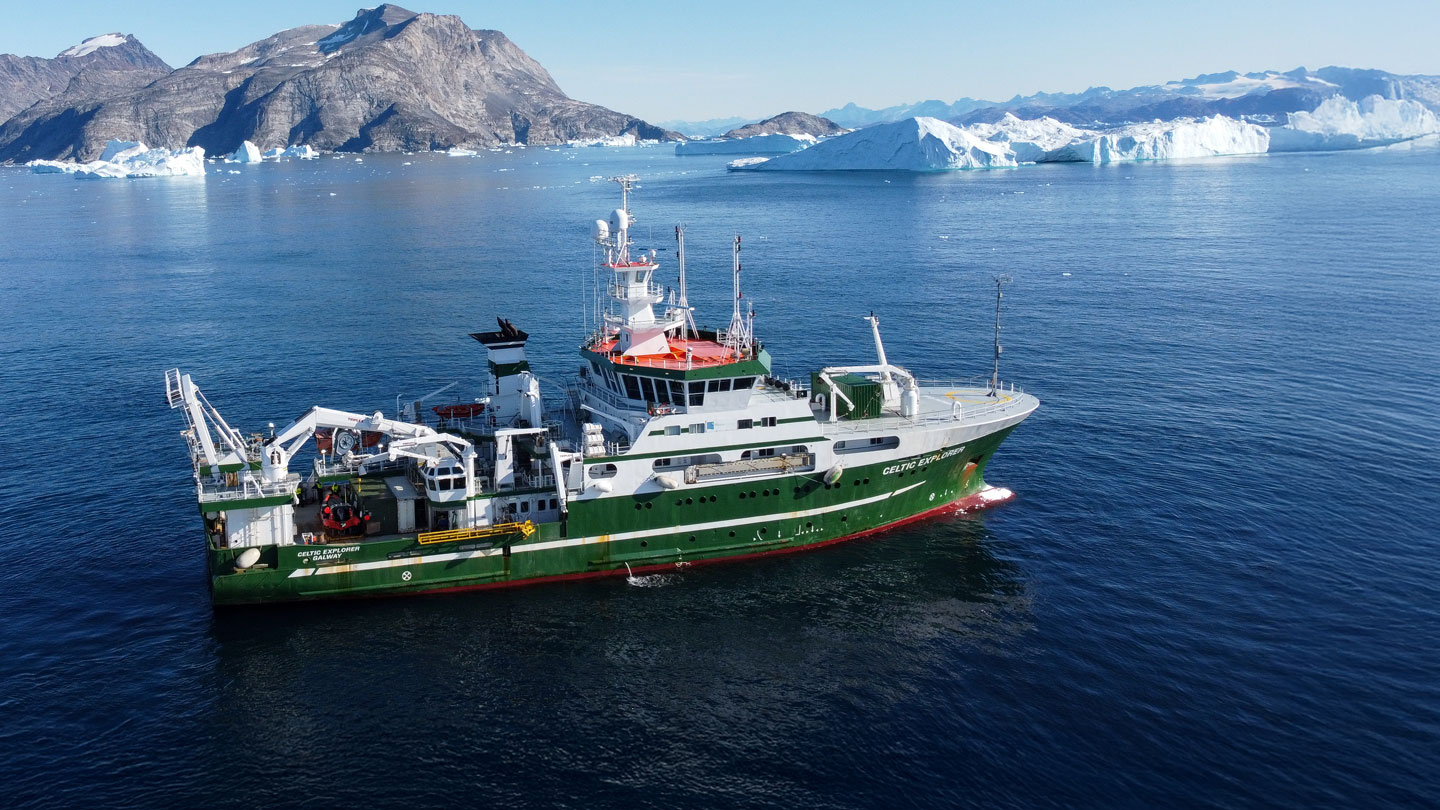 A research vessel in the arctic sea