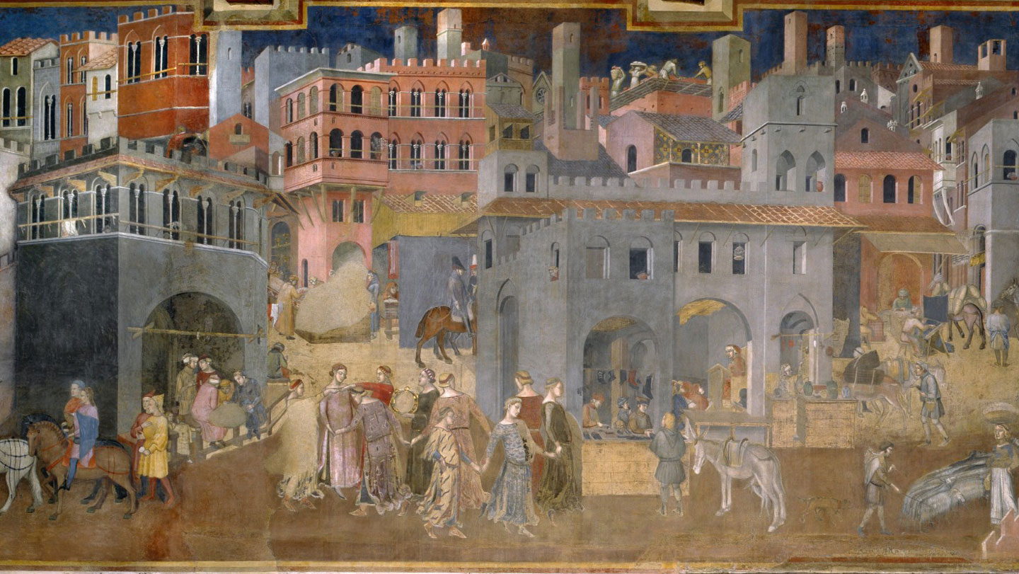 Illustration of a medieval city.