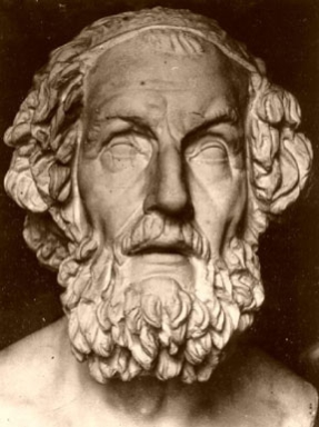 A bust sculpture of Homer.