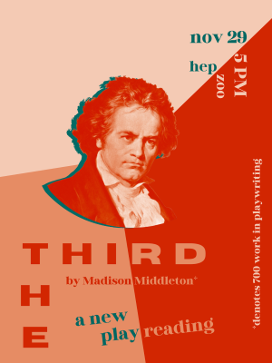 Colored image of Beethoven on block pattern