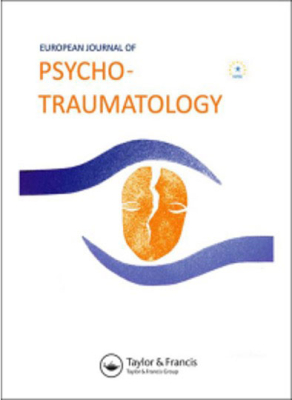 The cover of the European Journal of Psycho-Traumatalogy with an illustration of two blue hands around an orange face.