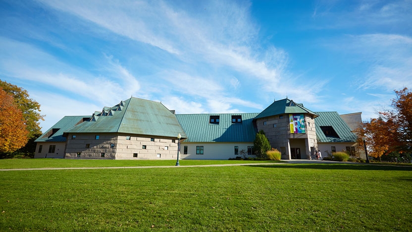 The exterior of the Mahaney Arts Center.